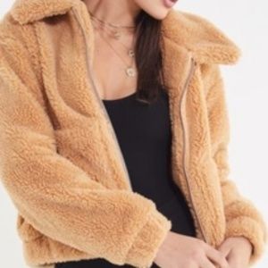 Urban outfitters cropped teddy jacket